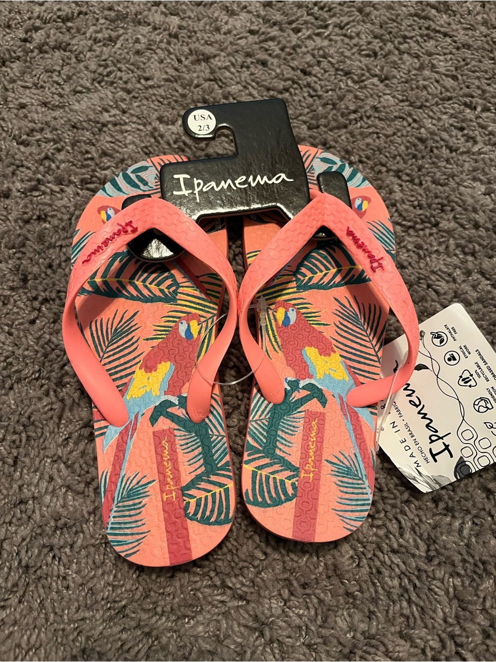 Impamema (Melissa) Girls Tropical Flip Flops - Size 2/3